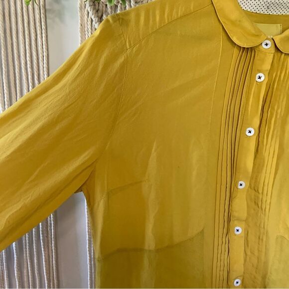 ANTHROPOLOGIE Maeve Anni Buttondown Collared Blouse Gold Yellow Size 12 - Picture 5 of 14